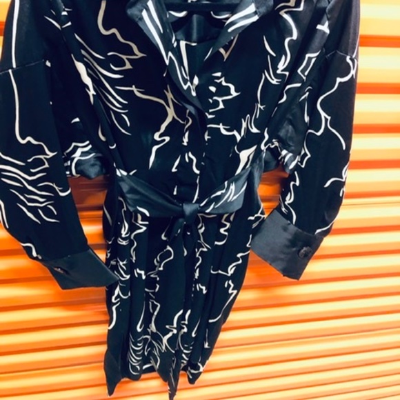 ZARA Satin Black Midi Dress w Print, Size S, New - Picture 2 of 9